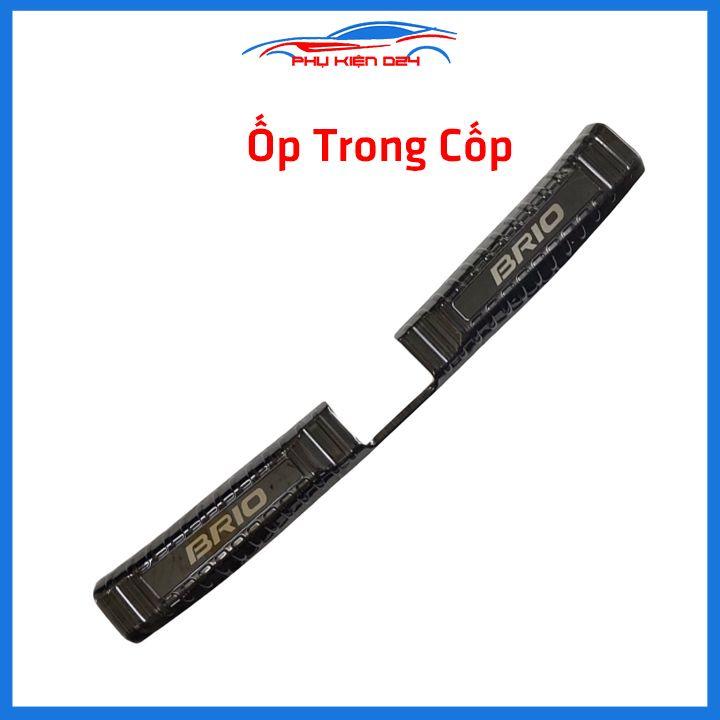 Ốp chống trầy cốp Brio 2018-2019-2020-2021-2022 thép không gỉ vân titan bảo vệ xe chống va đập