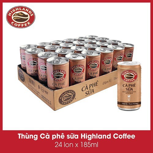 Hình ảnh Thùng 24 lon cà phê sữa Highland Coffee 185ml