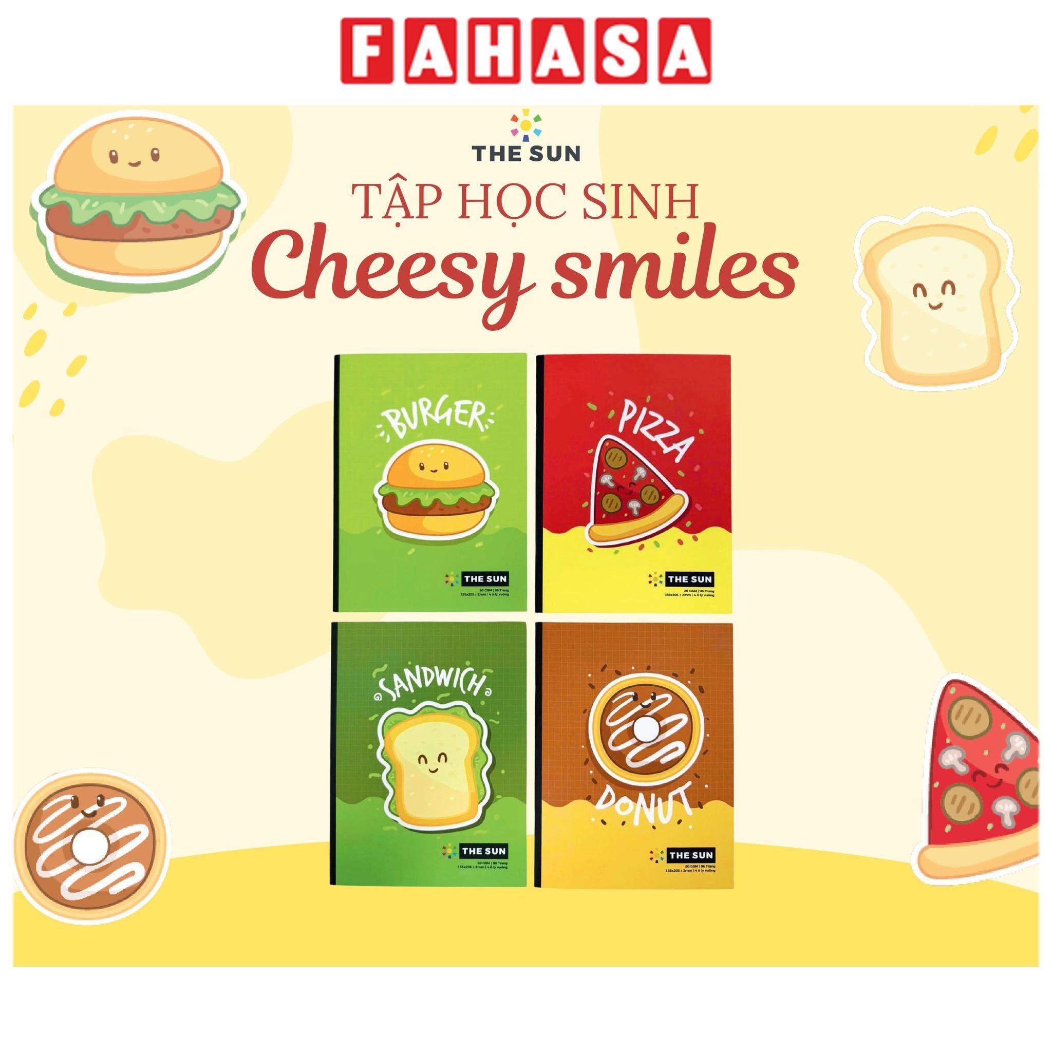 Tập Học Sinh Cheesy Smiles - 4 Ô Ly Vuông - 96 Trang 80gsm - The Sun 01 - Burger