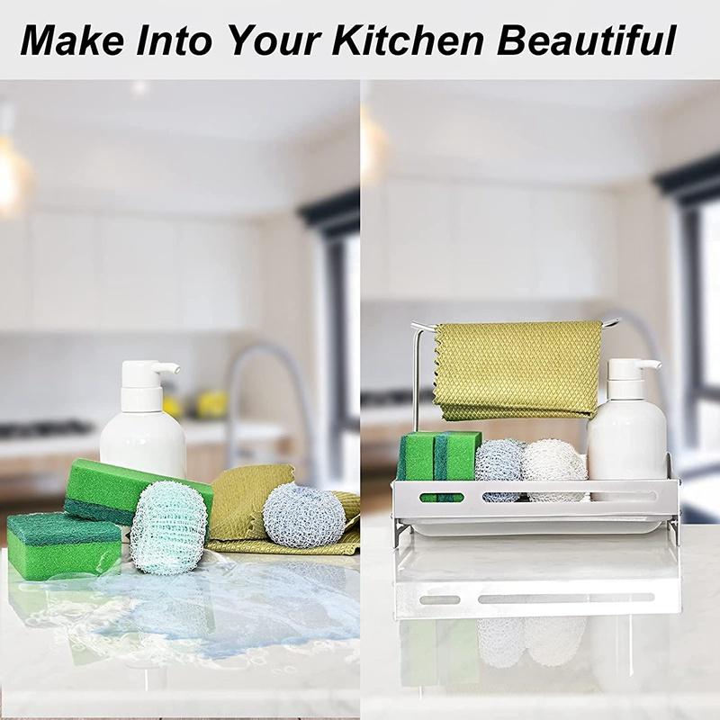 Sink Organiser Kitchen Organiser Caddy for Storage Kitchen, Sink Organiser Hanging / Wall Type 2 Type Dish Cloth Sier