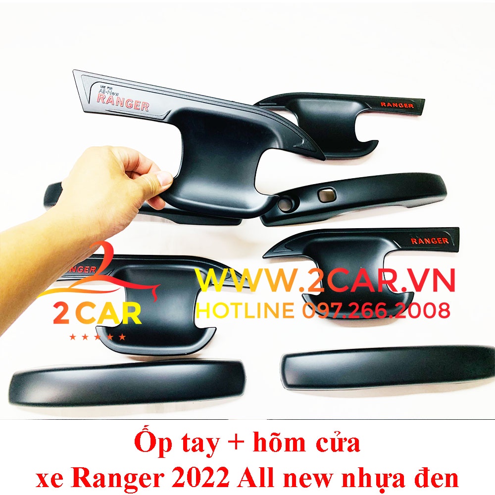 Ốp tay nắm, Hõm Cửa Xe Ford Ranger 2022 2023 nhựa đen cao cấp