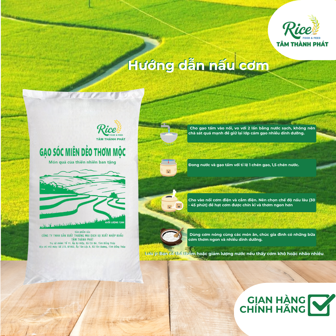10KG GẠO SÓC MIÊN DẺO THƠM MỘC - HIỆU CON GÀ