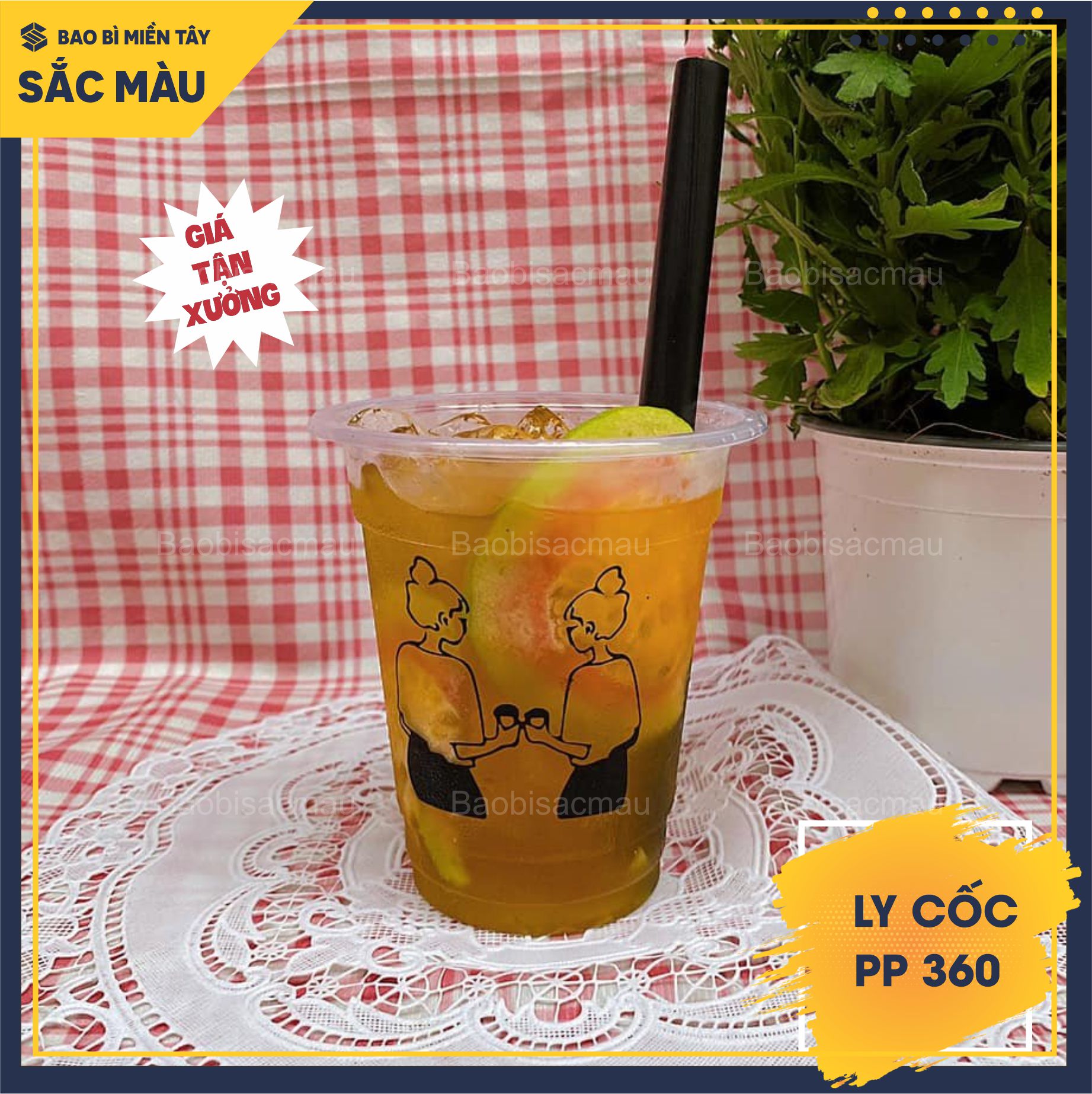 Sỉ 50 cốc nhựa/ ly nhựa PP 360ml kèm nắp