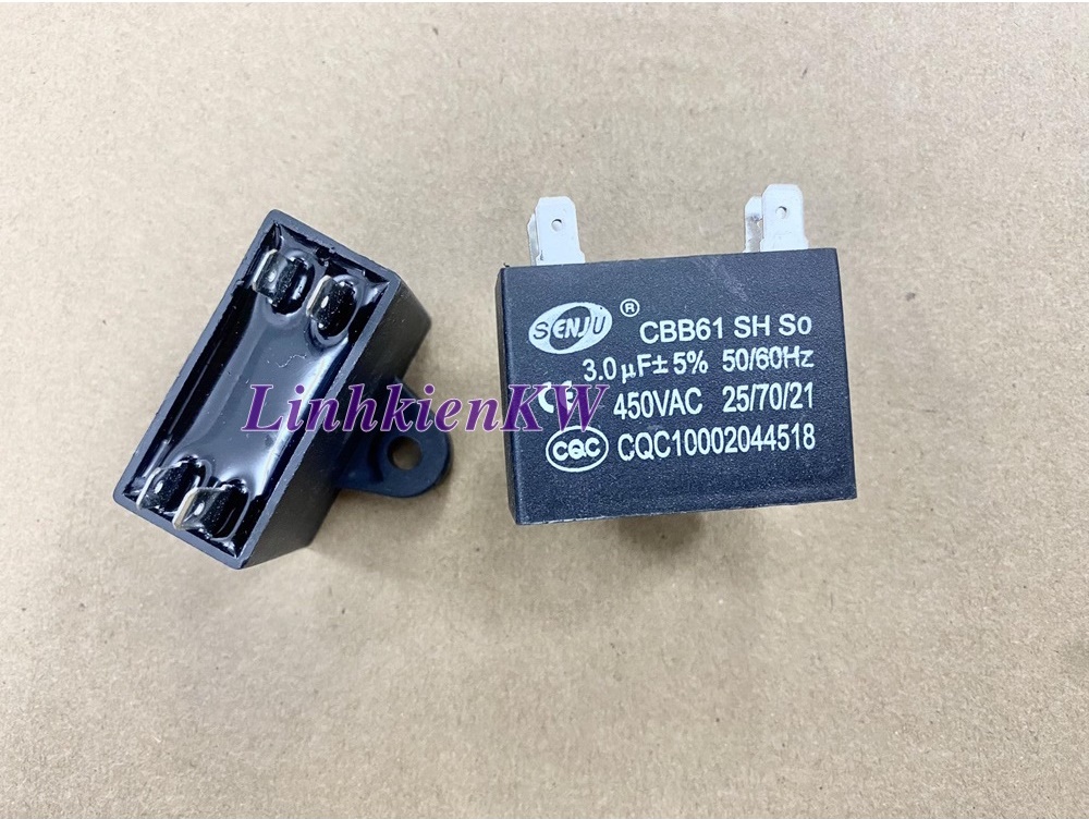 2 con Tụ Quạt Điều Hòa 3uf 450v Chân Jack, Mới, Chính gốc 100%