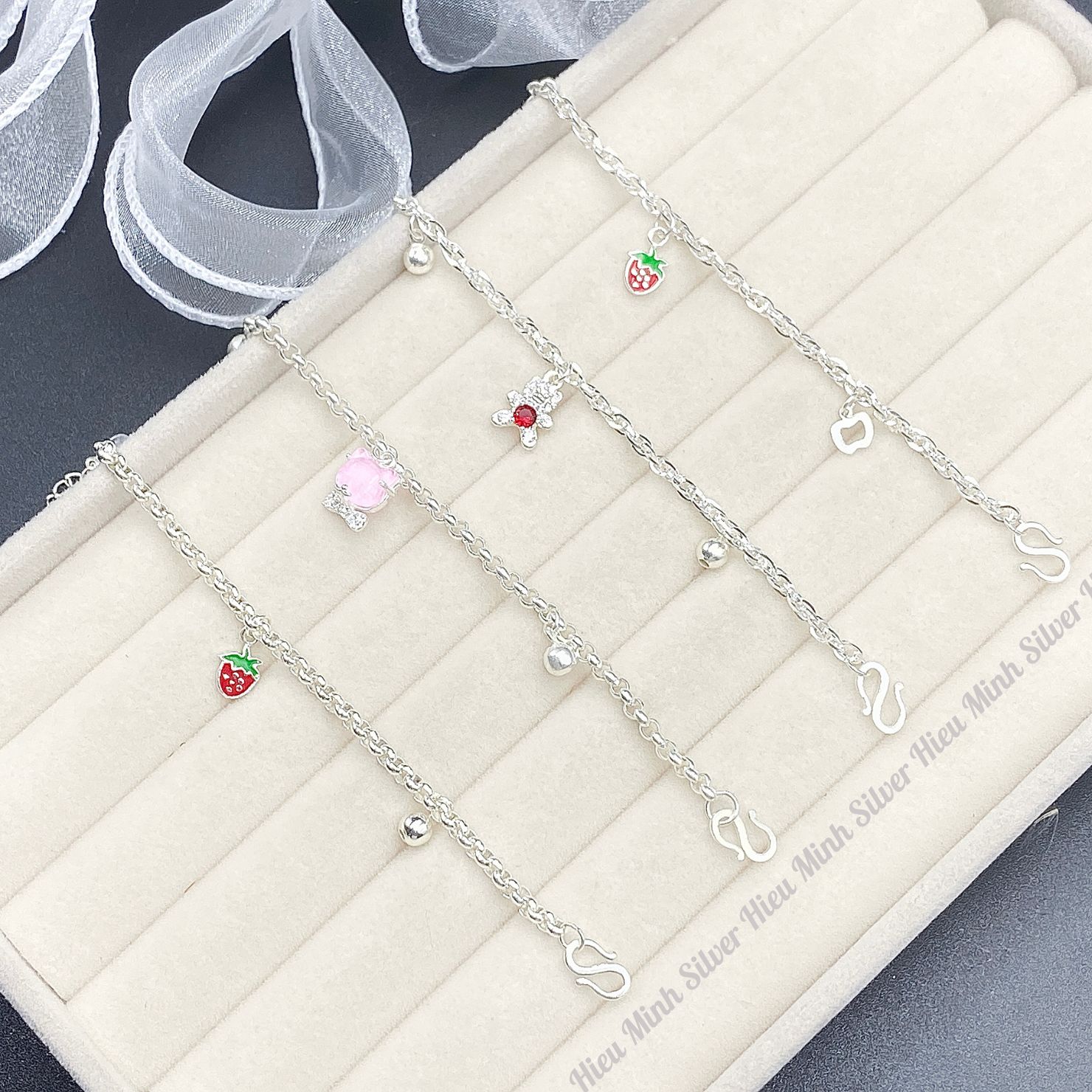 Lắc tay Cho Bé Bạc Ta Nguyên Chất S99 Chính Hãng Bạc Hiểu Minh LTE566