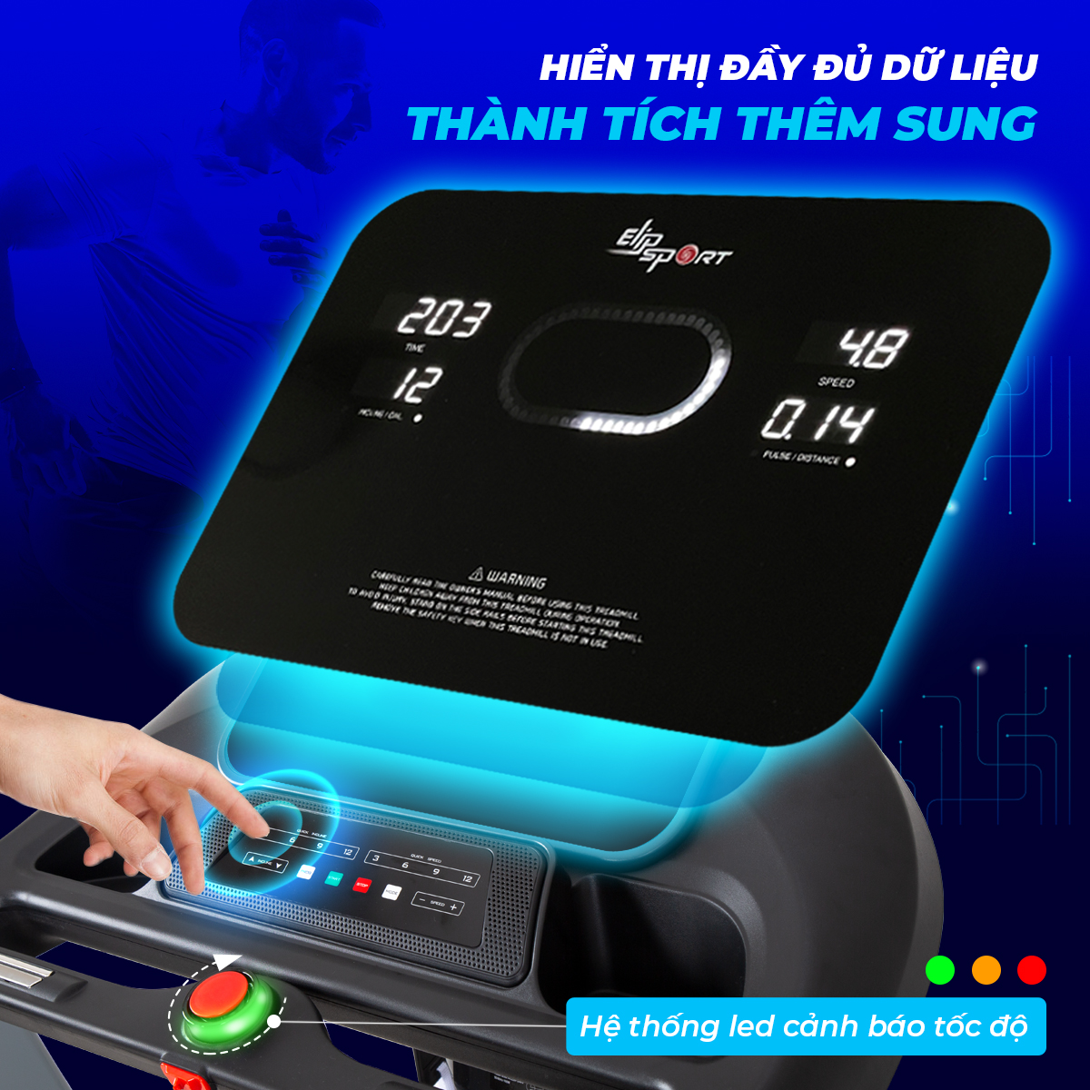 Máy Chạy Bộ Điện Đa Năng ELIP Vinci - Thảm Chạy Rộng, Lắp Đặt Và Bảo Hành Chính Hãng Tận Nhà