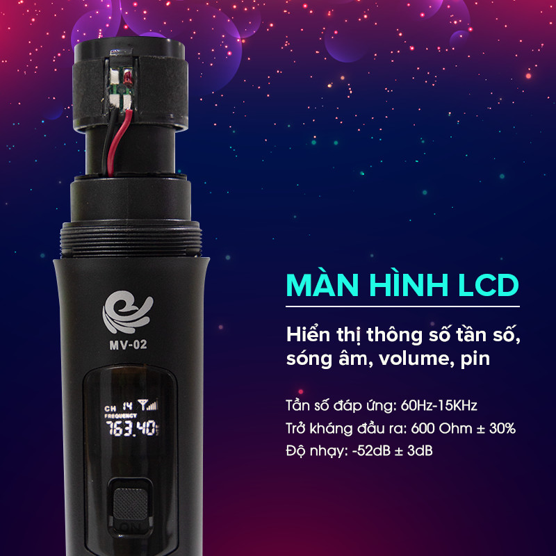 Bộ 1 Micro Karaoke Không Dây Model MV02 Siêu Hay - Kết Nối Xa Tới 35m - Chuyên Dùng Cho Loa Kéo Có Cổng USB + Cồng Micro - Hàng Nhập Khẩu