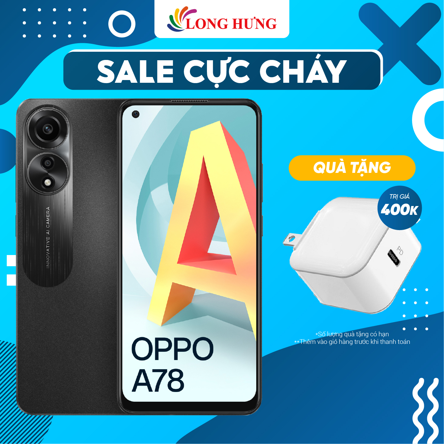 Điện thoại Oppo A78 (8GB/256GB) - Hàng chính hãng