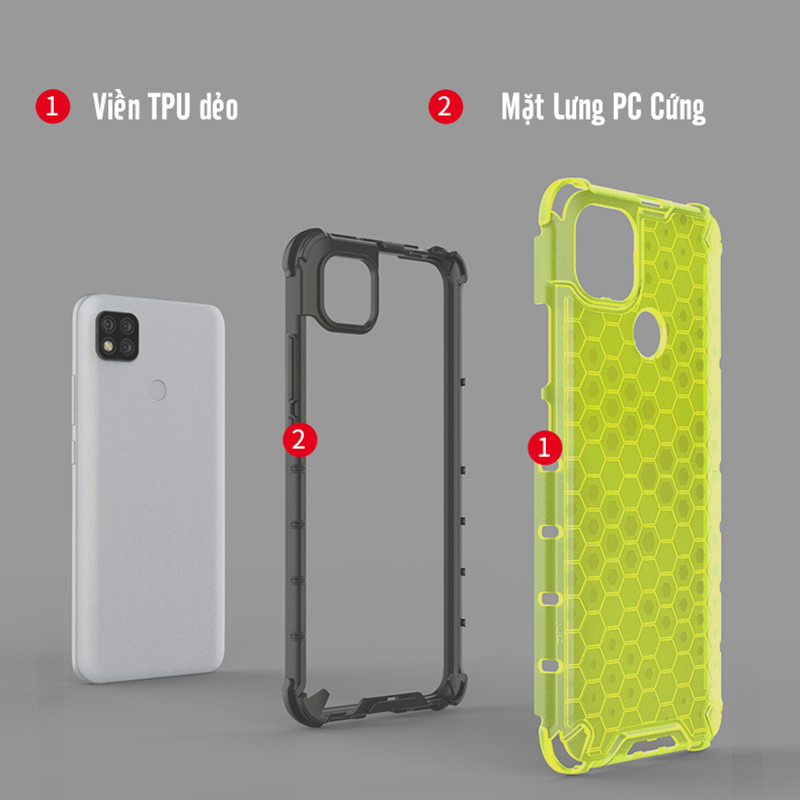 Ốp lưng cho Xiaomi Redmi 9C trong màu Tổ Ong chống sốc