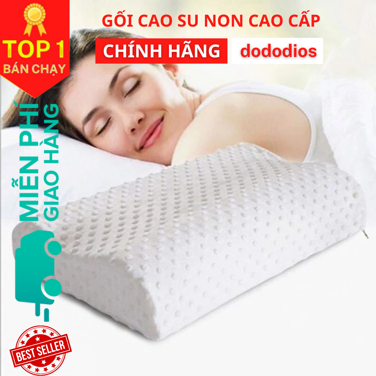 Gối Cao Su Lượn Sóng nâng đỡ, bảo vệ đốt sống cổ, Gối Memory Foam 50D Hình Cong HLW111, Gối Memory Foam 50D HLW114, siêu mềm, êm ái, thích hợp với mọi lứa tuổi - Hàng chính hãng dododios