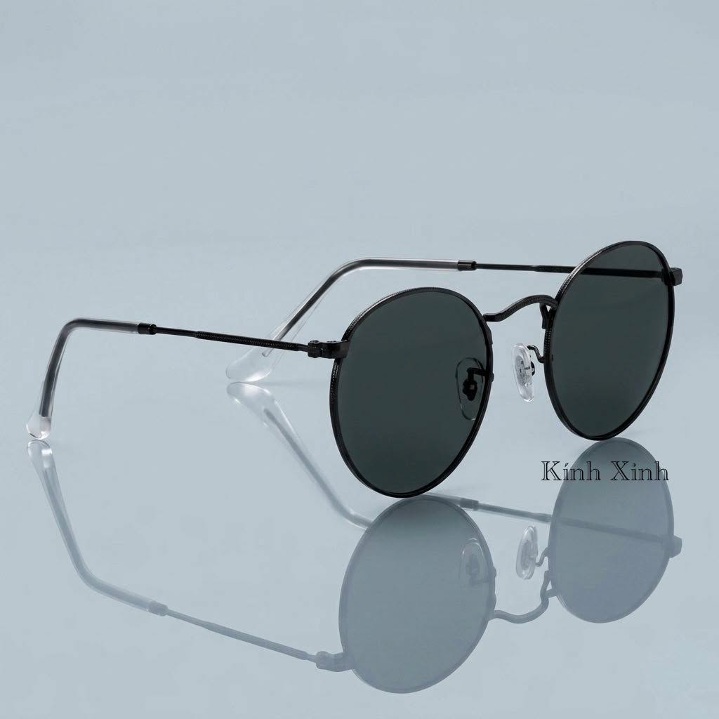 Kính râm nam nữ cổ điển dáng tròn mắt thủy tinh phong cách retro