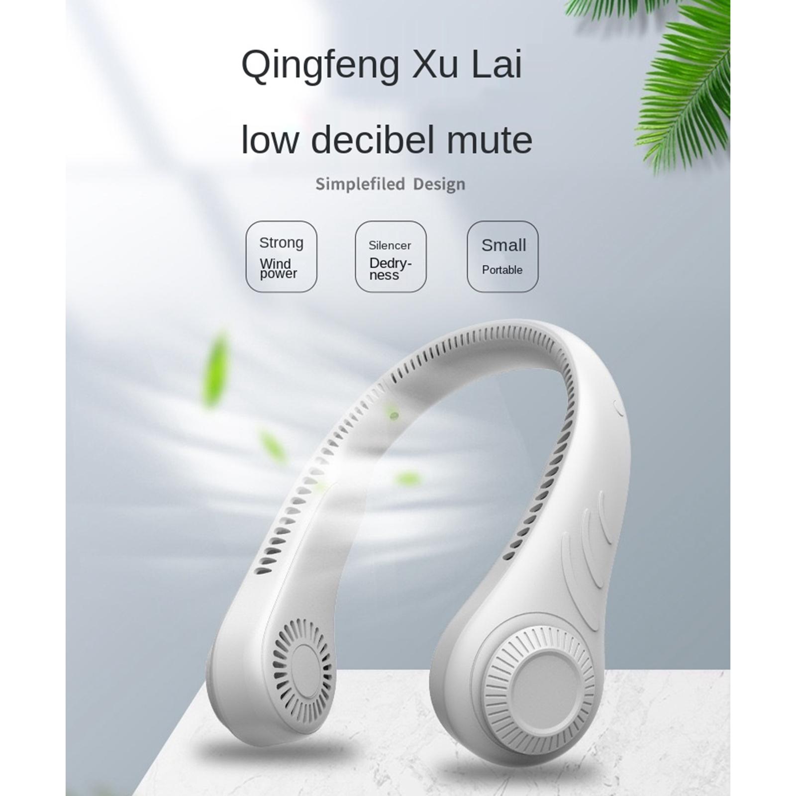 Portable Hands Free Neck Fan, 360° Lazy Neckband Fan USB Rechargeable Hanging Personal Fan 3 Wind Speeds Silent, Bladeless Necklace Fan for Home