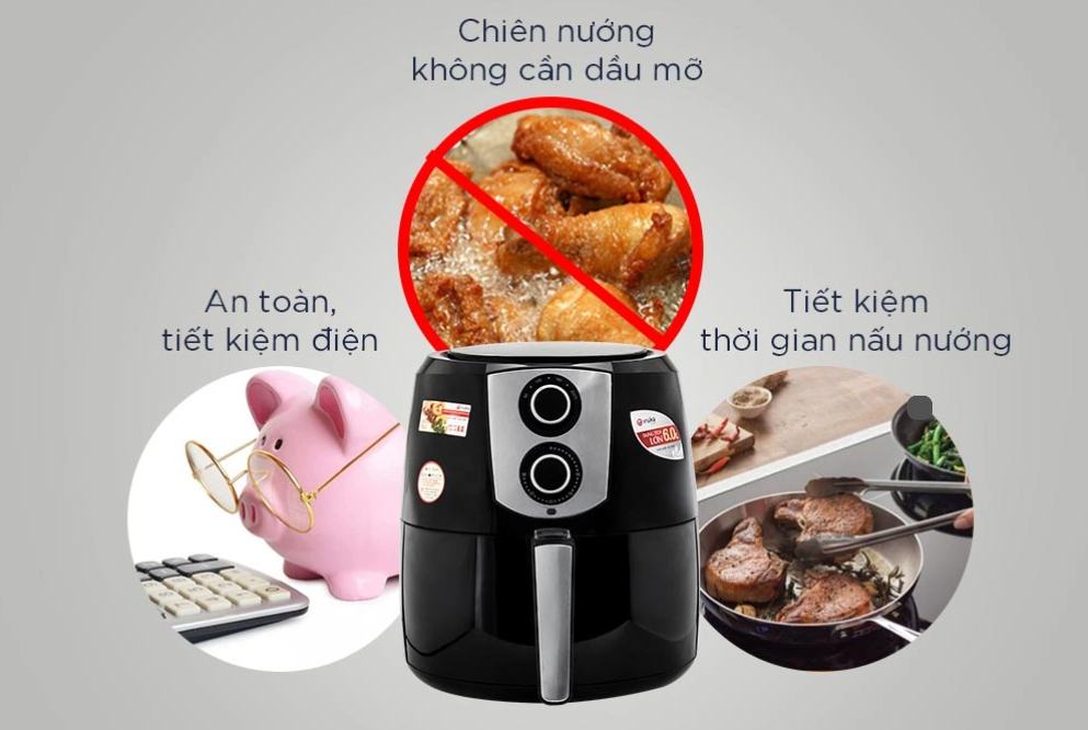 Nồi Chiên Không Dầu IRUKA I-67 6L Nhật Bản Công Suất 1800W - Hàng Chính Hãng