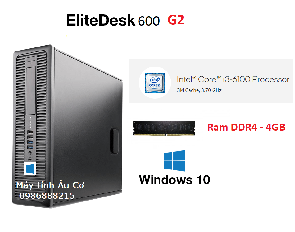 Máy tính đồng bộ Elite 600g2 ( Intel Core i3-6100 Processor 3M Cache, 3.70 GHz / Ram DDR4 - 4GB / SSD 240GB ) chạy siêu nhanh Dùng học tập - làm việc - HÀNG CHÍNH HÃNG