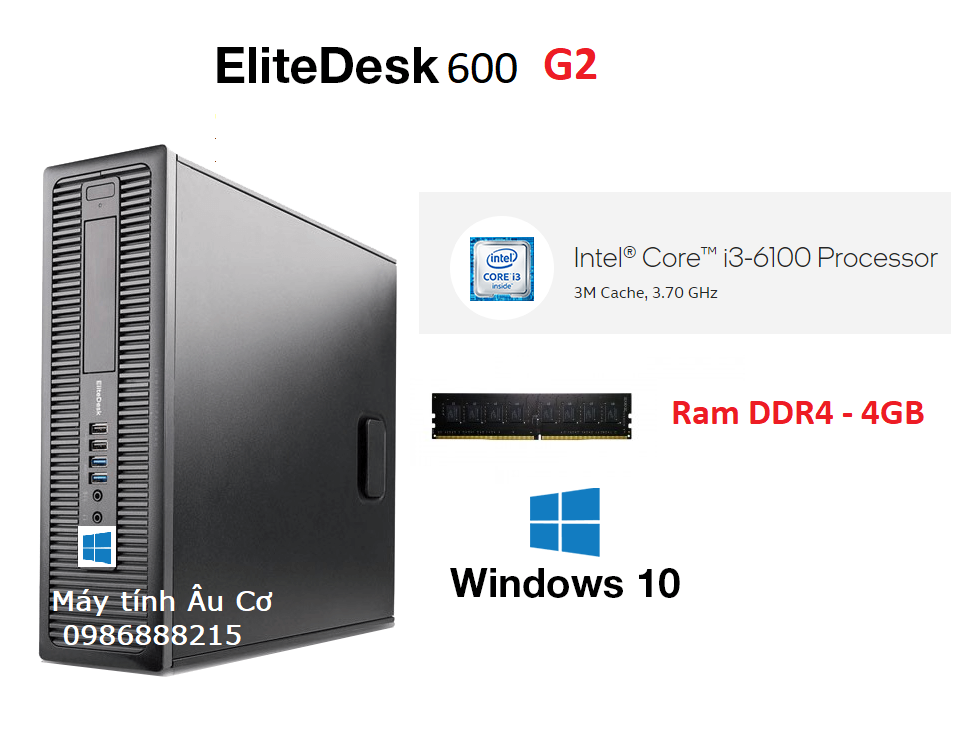 Máy tính đồng bộ Elite 600g2 ( Intel Core i3-6100 Processor 3M Cache, 3.70 GHz / Ram DDR4 -  4GB / HDD 500GB) Dùng học tập - làm việc - HÀNG CHÍNH HÃNG