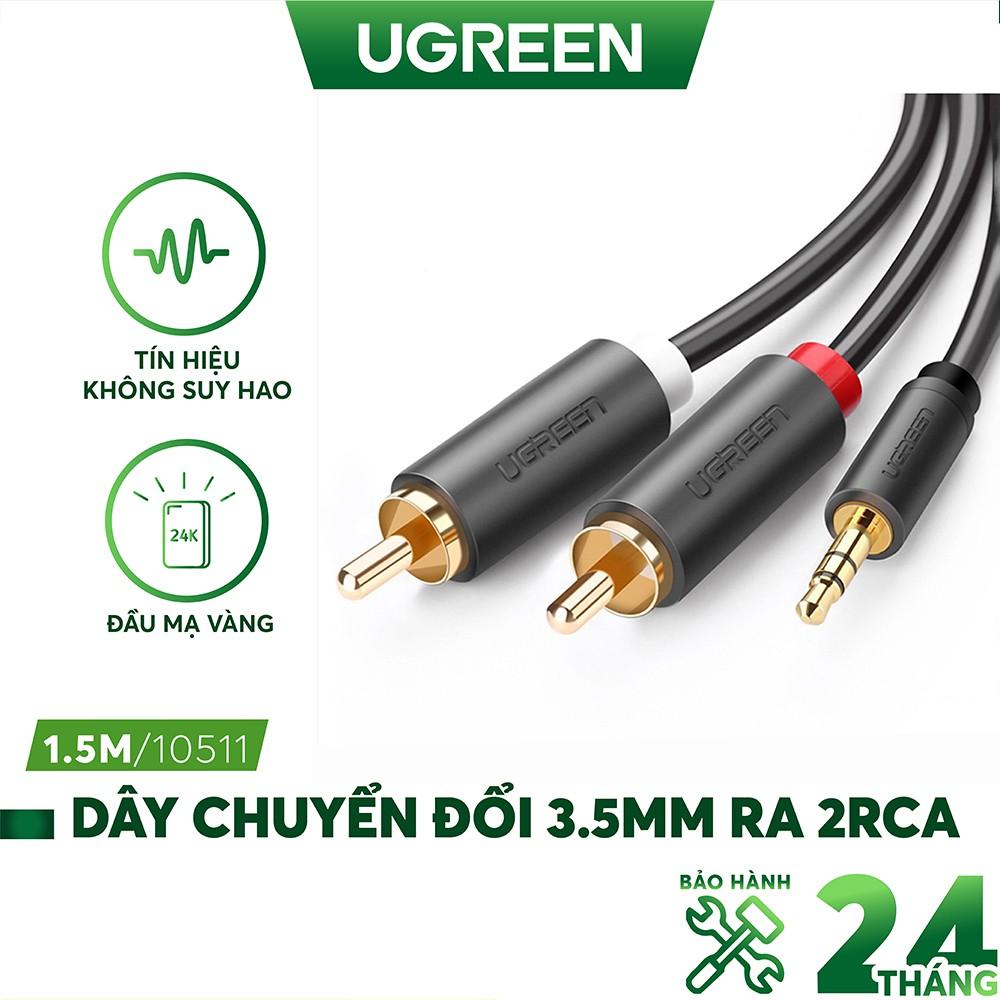 Dây chuyển đổi 3.5mm ra 2RCA (HOA SEN) dài từ 1-10m UGREEN AV102 - Hàng Nhập Khẩu