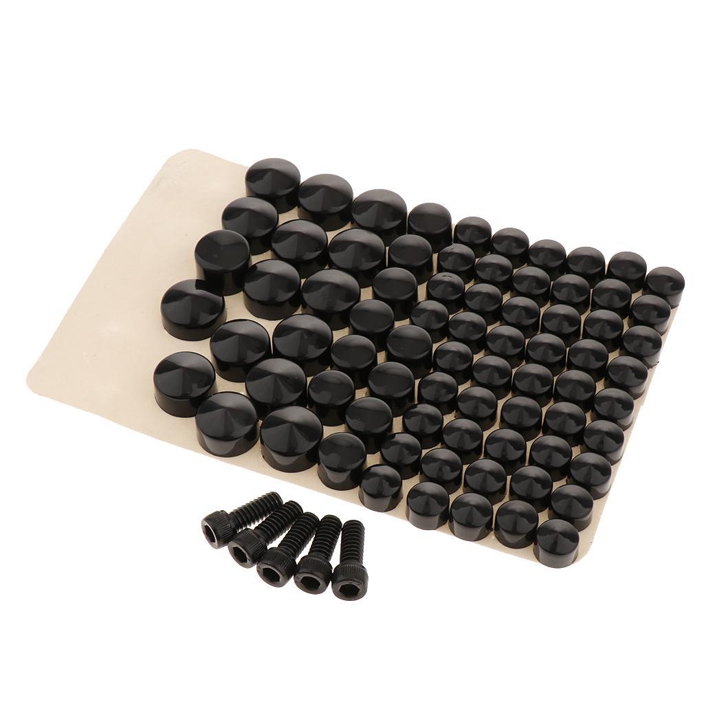 80pcs Solid Motorcycle Black ABS Toppers Caps Cover for FLT/
