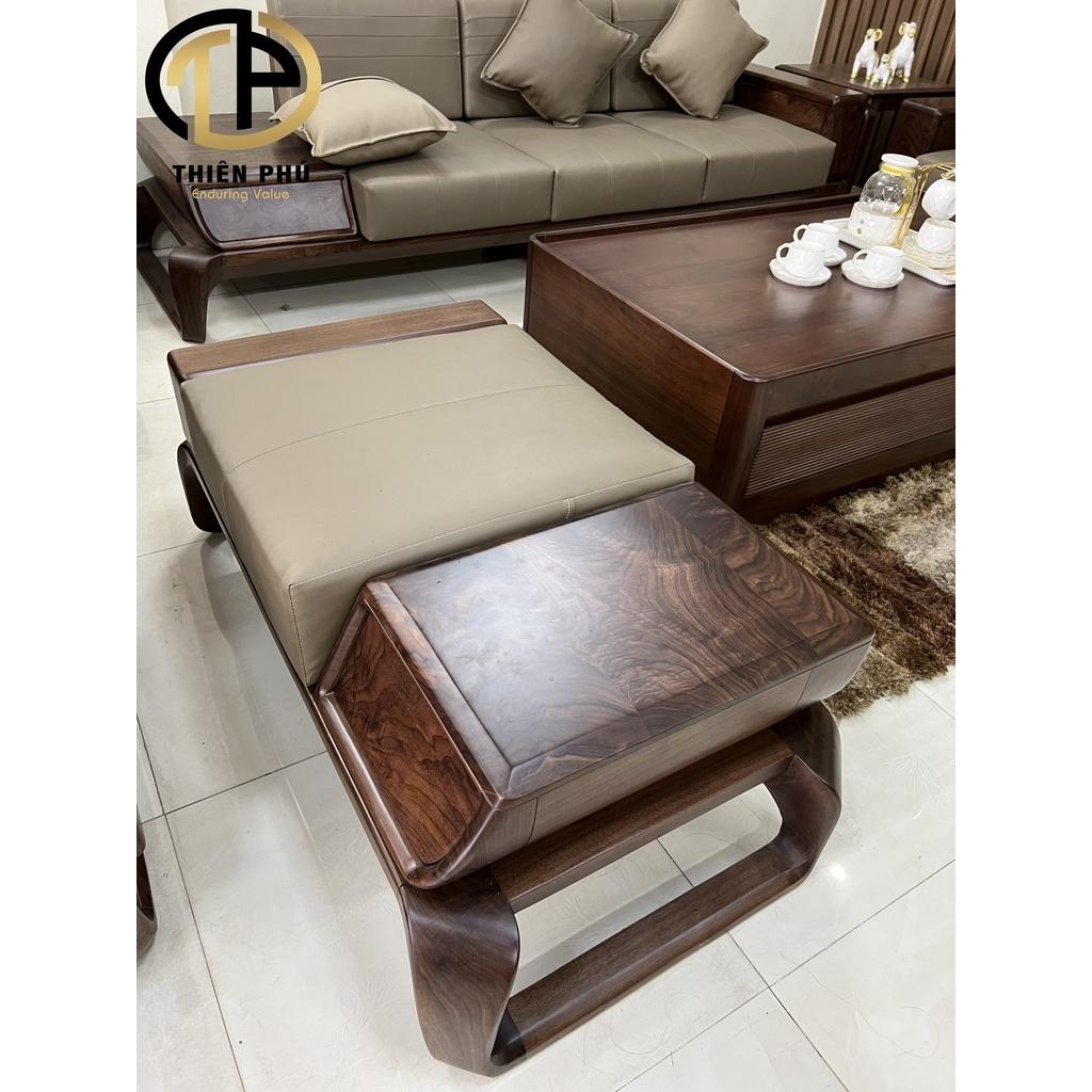 Bộ sofa phòng khách gỗ óc chó Bắc Mỹ cao cấp bọc da Simili, mút K43 mã TP-268