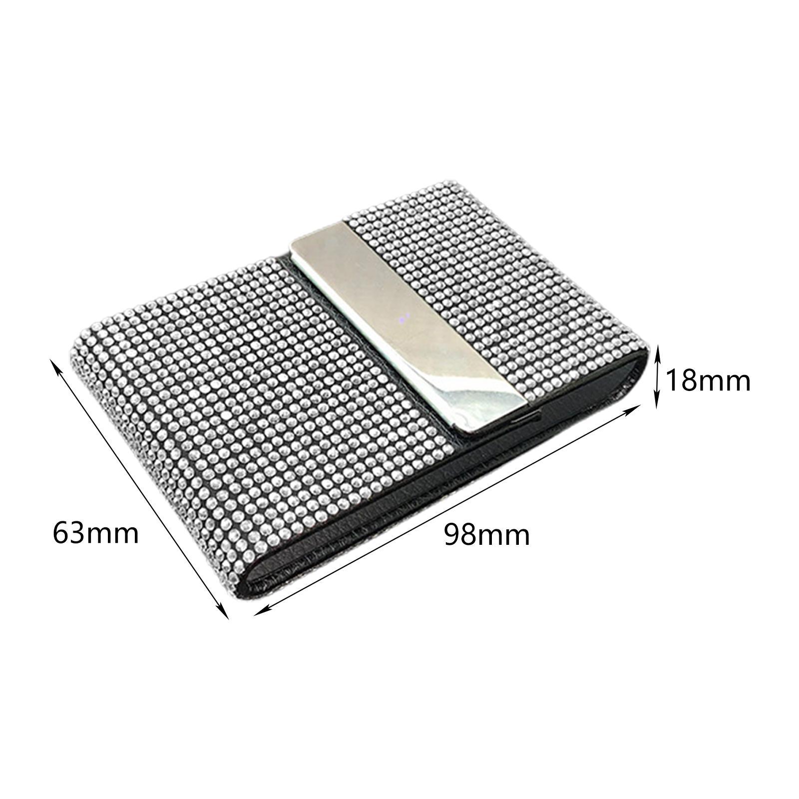 Minimalist ID Card Holder, Card Pocket Multifunctional Card Case with Rhinestones Document Organizer Wallet Pouch for ID Card Men