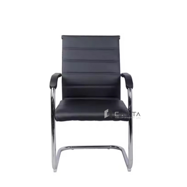 Ghế phòng họp chân quỳ CV4603-P Nội thất Capta Ghế tiếp khách nệm PVC màu đen chân thép cố định tại tp hcm