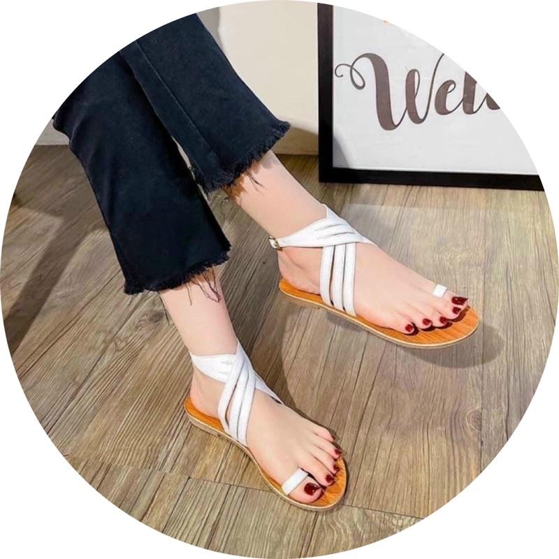 (Fom to) Giày sandal nữ chiến binh xỏ ngón quấn chéo cổ chân CBXN