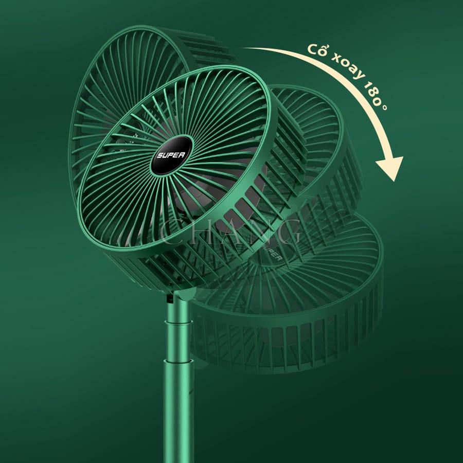 Quạt Tích Điện Gấp Gọn - Quạt Mini Để Bàn Xoay 180 Độ, 3 Tốc Độ Gió, Cổng Sạc USB Có Thể Điều Chỉnh Độ Cao Siêu Tiện Lợi