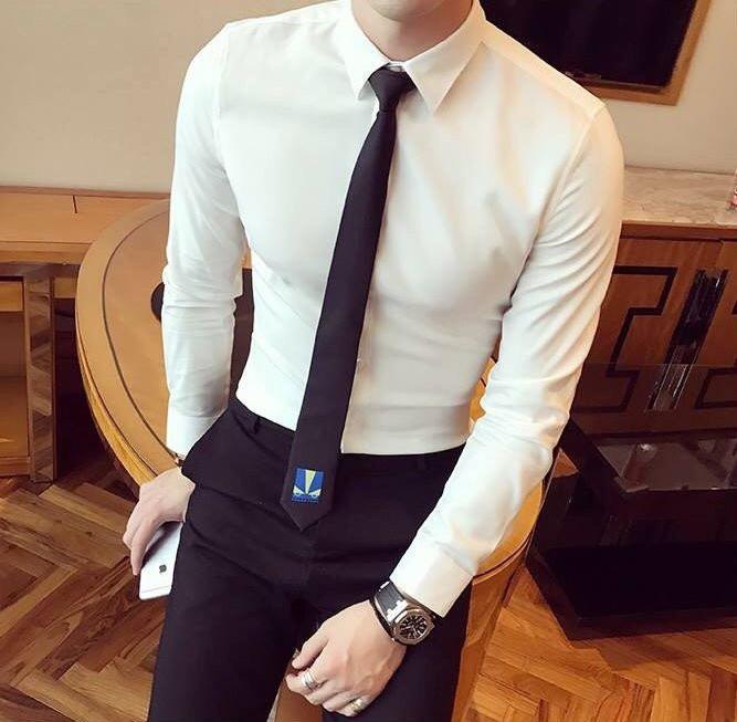 Áo Sơ Mi Nam Trơn Body Hàn Quốc Không Nhăn