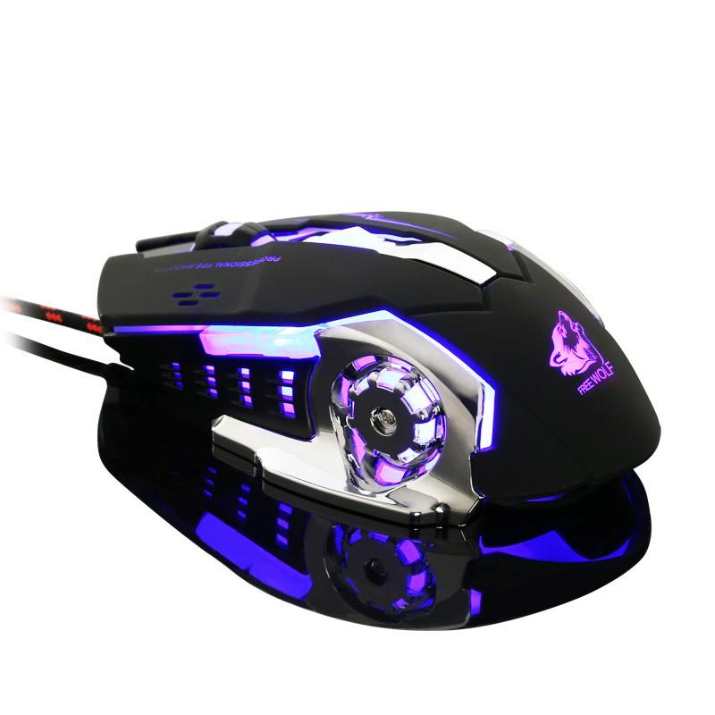 Chuột máy tính, chuột chơi game Free Wolf V5 Led RGB, thiết kế hầm hố chất lượng cao giá rẻ