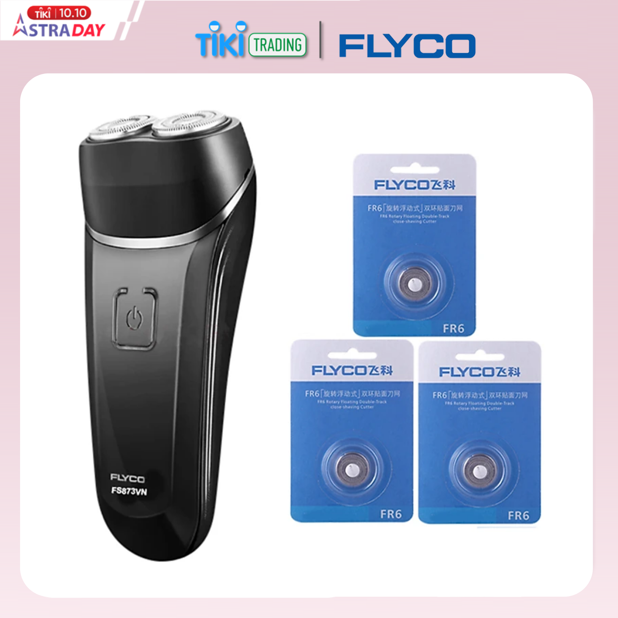 Combo Máy Cạo Râu Flyco FS-873VN Và Bộ Lưỡi Dao Cạo FR6 (2 Bộ)