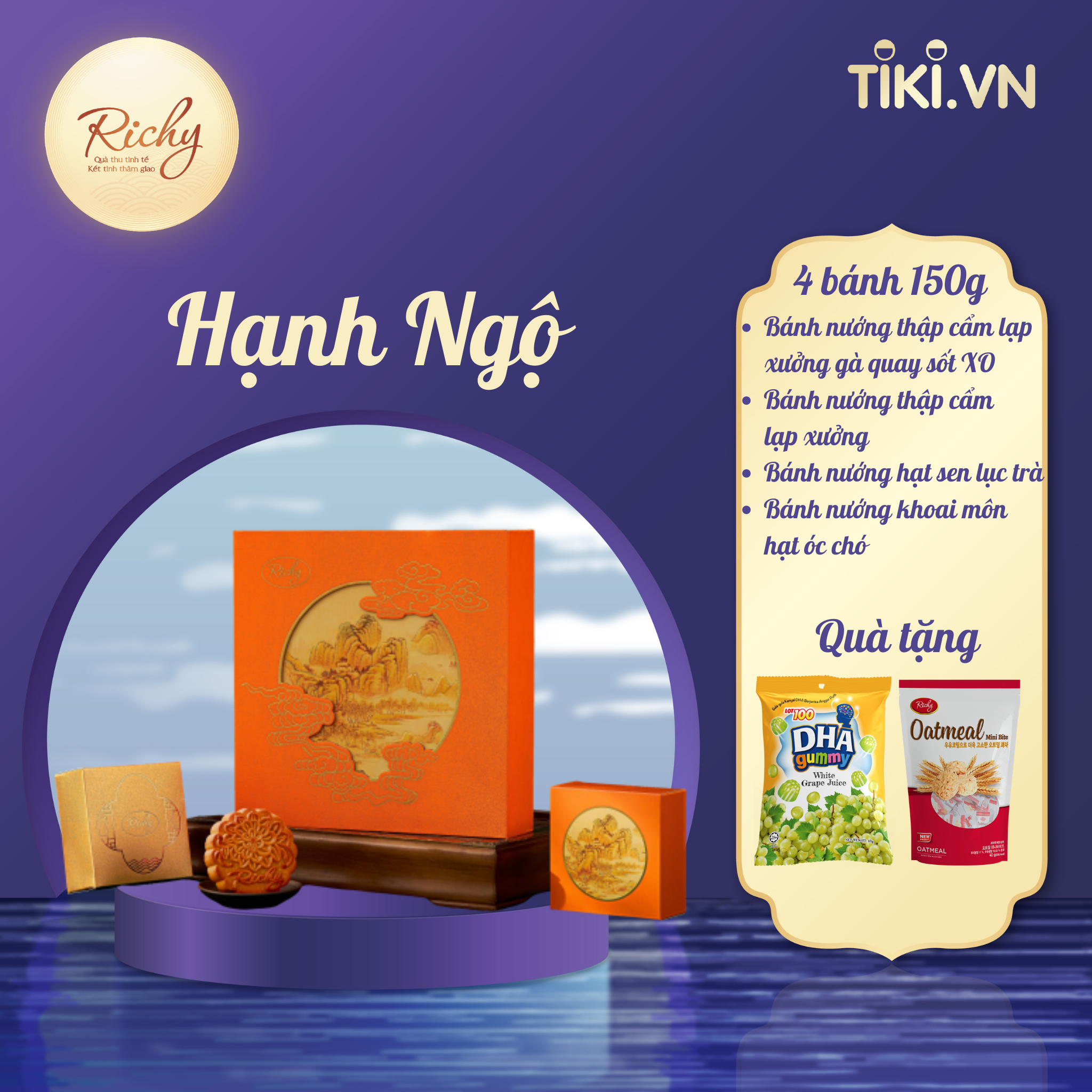 Bánh Trung Thu Richy hộp cao cấp - bộ Hạnh Ngộ