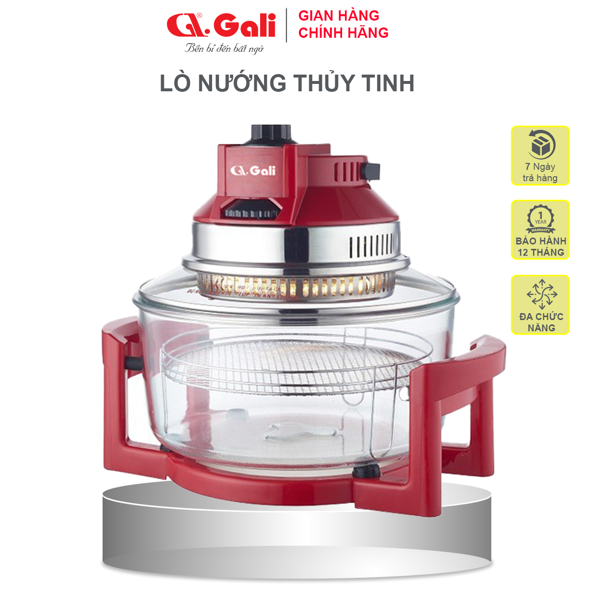 Lò nướng thủy tinh đa năng Gali GL-1121 17 lít 1300w, hàng chính hãng bảo hành 24 tháng, tặng kèm 10 phụ kiện tiện lợi