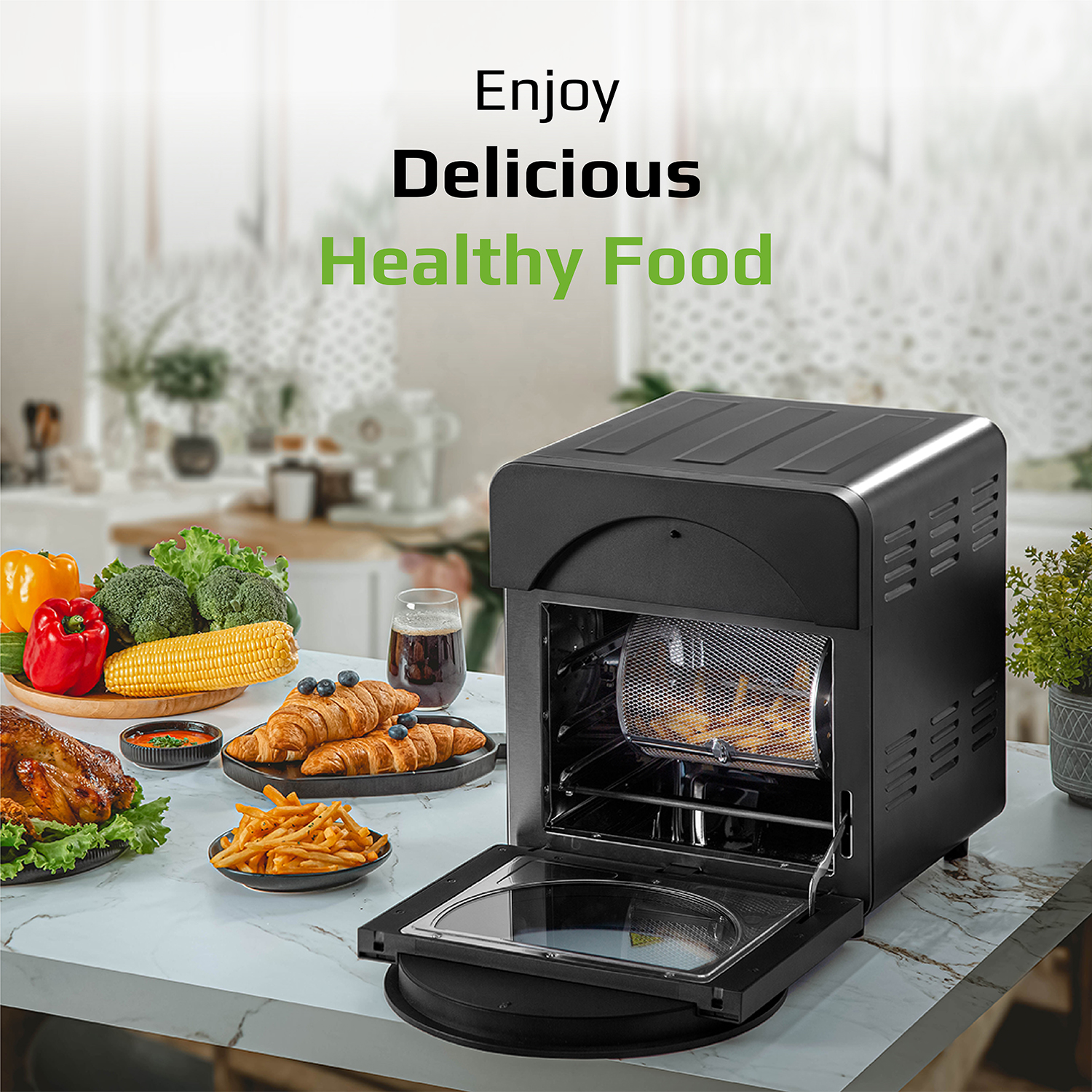 Nồi Chiên Không Dầu OLIVO AF15 16 Chức Năng - Dung Tích 15L - Công Suất 2000W - Thương Hiệu Mỹ