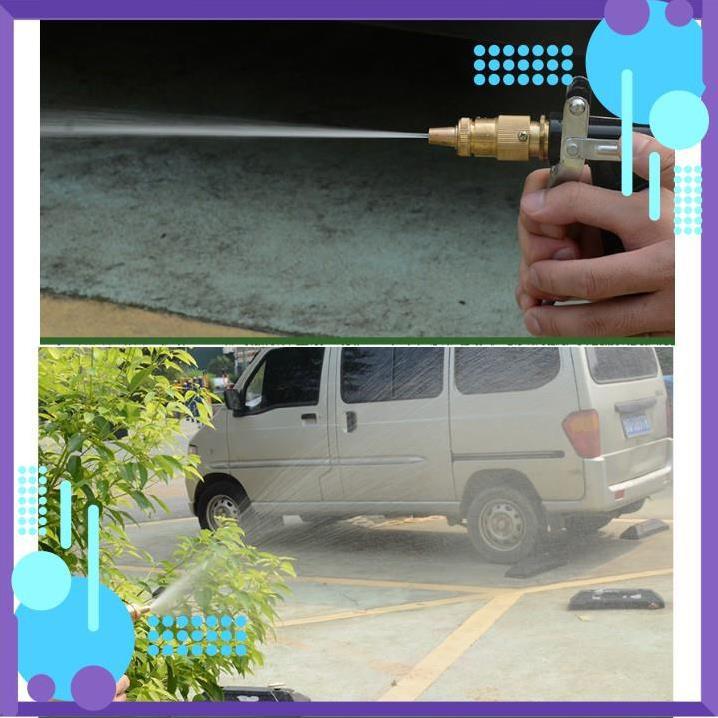 ️ Bộ dây vòi xịt nước rửa xe, tưới cây , tăng áp 3 lần, loại 3m, 5m 206318Dđầu đồng, cút, nối PE, d.vàng