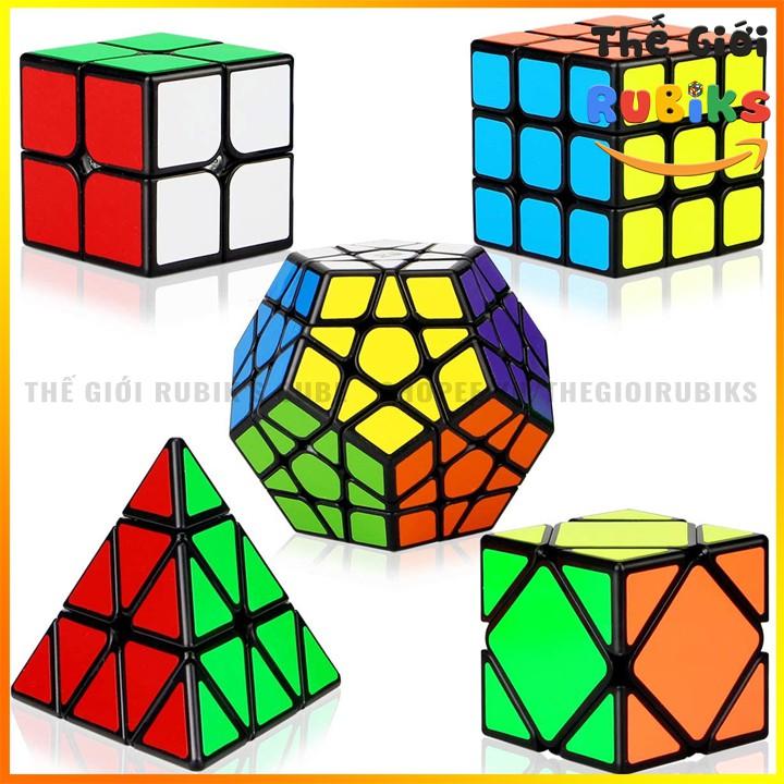 Hot Combo 5 Khối Rubik Sticker Viền Đen 2x2 3x3 Skewb Megaminxx Pyraminxx. Rubic 3x3 Hàng Đẹp Xoay Trơn