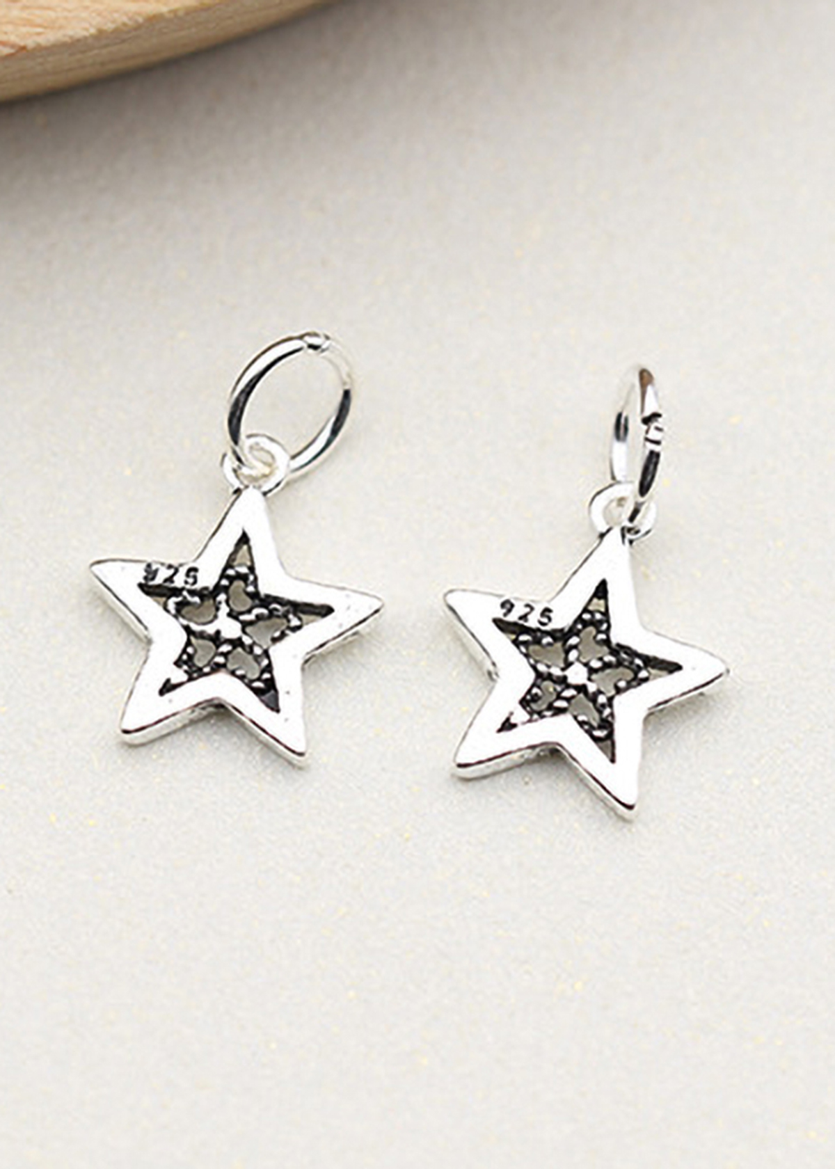 Combo 4 cái charm bạc hình sao 5 cánh treo - Ngọc Quý Gemstones