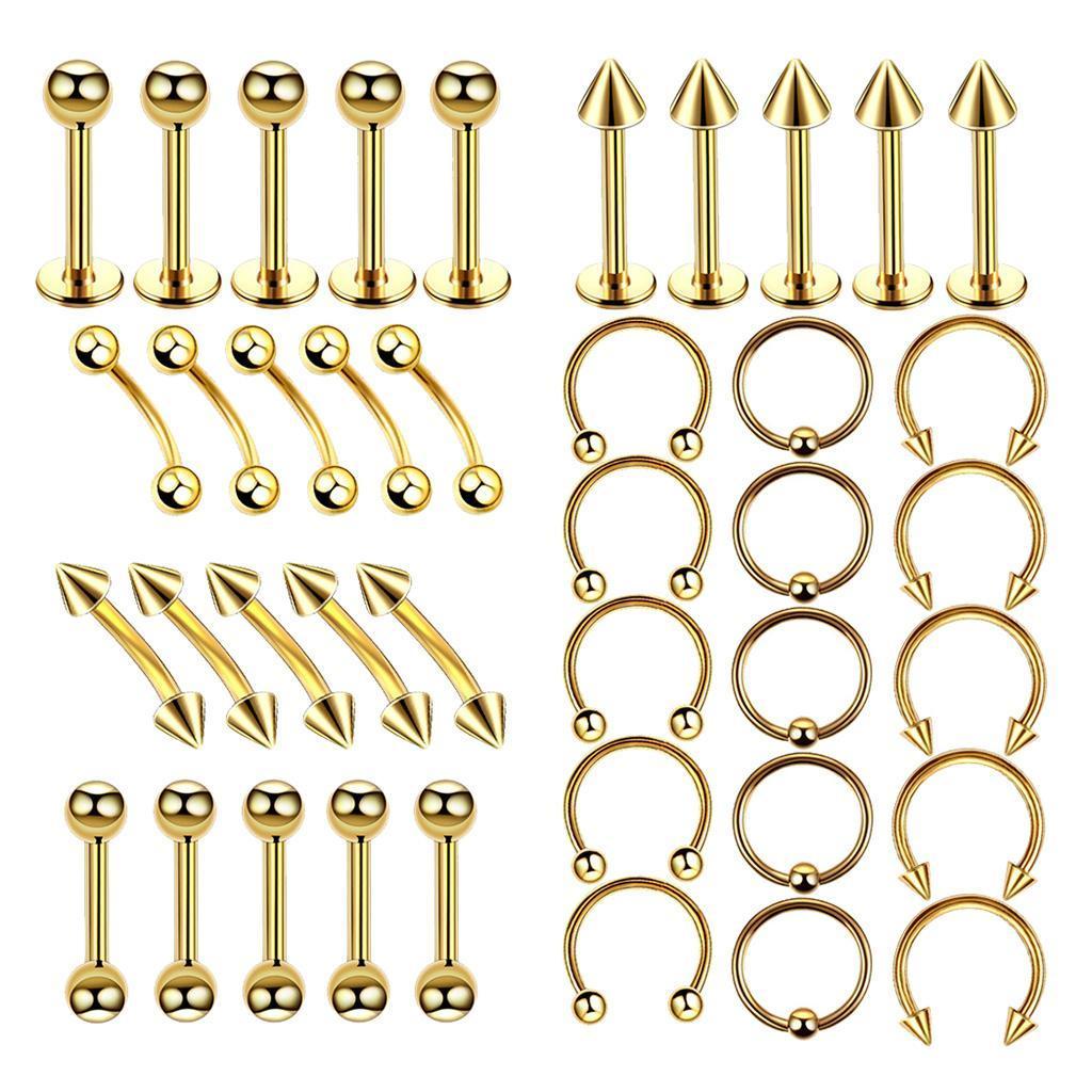 40 Pieces Nose Lip  Eyebrow  Navel Belly  Piercings  6mm