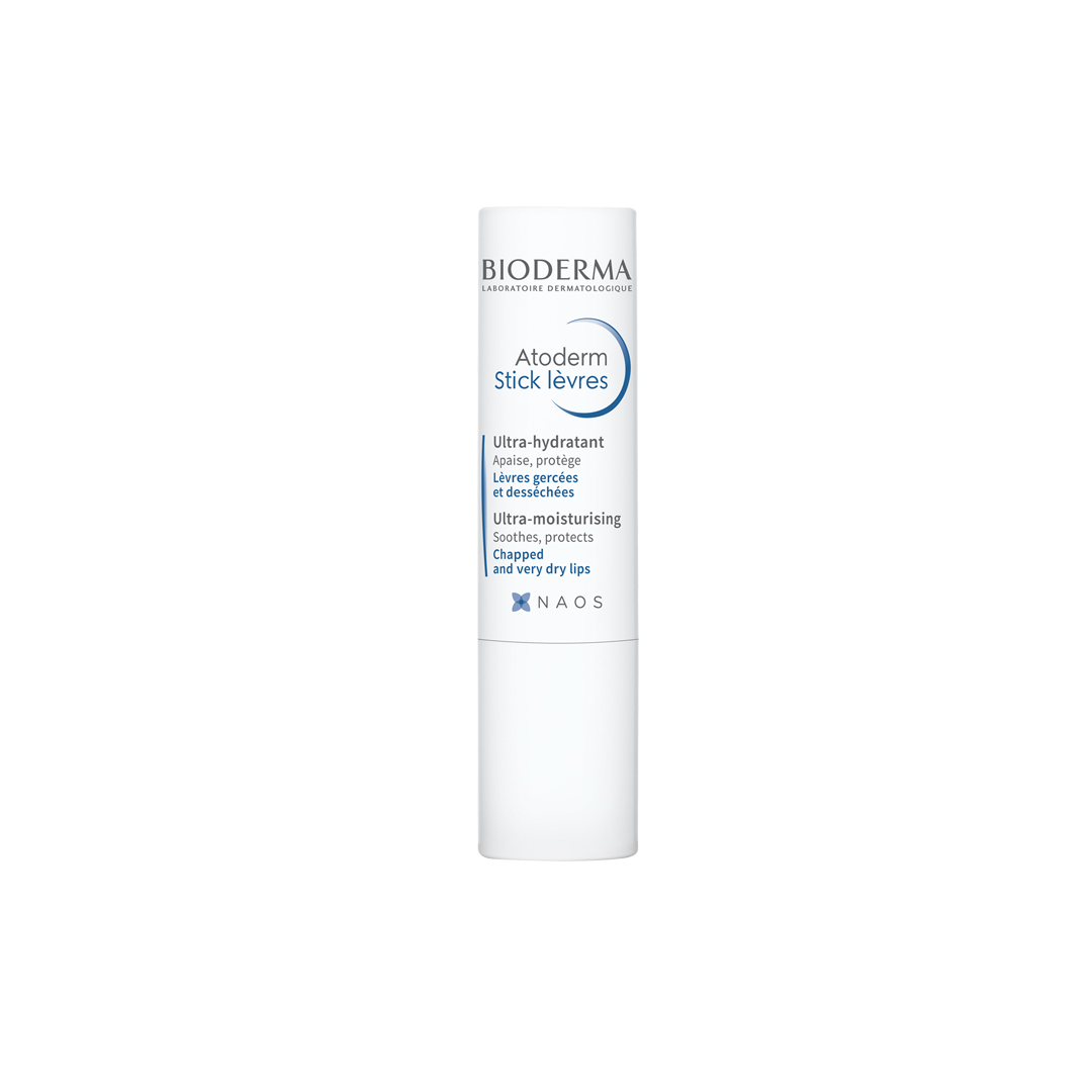 Son Dưỡng Môi Không Màu Làm Dịu Môi Khô Nứt Nẻ Bioderma Atoderm Stick Lèvres 4g (Tặng băng đô mèo xinh xắn)