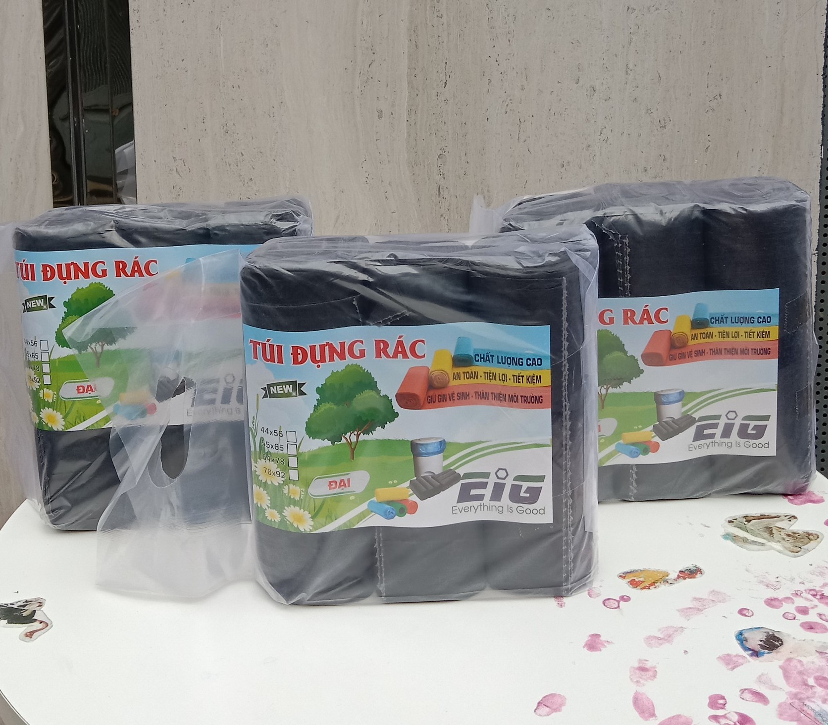 Combo 3kg Túi Đựng Rác Không Lõi EIG 3-EIG-B 6478 Size Đại - Đen