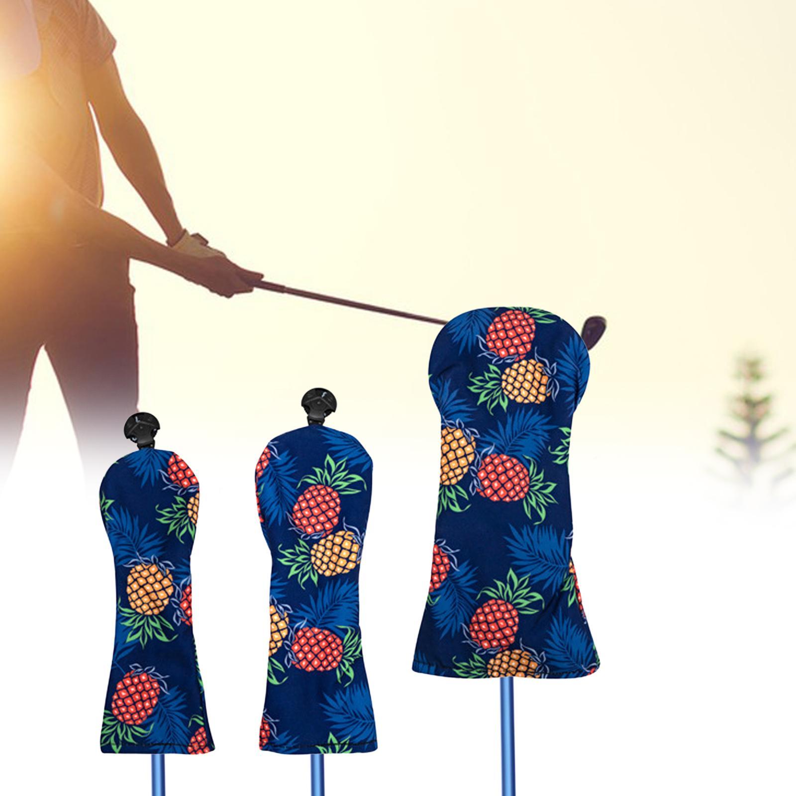 3x Golf Club Head Covers Golf Wood Covers with Tags Golf Cue Protect Case Durable Golf Wood Headcover Golf Fairway Wood Cover