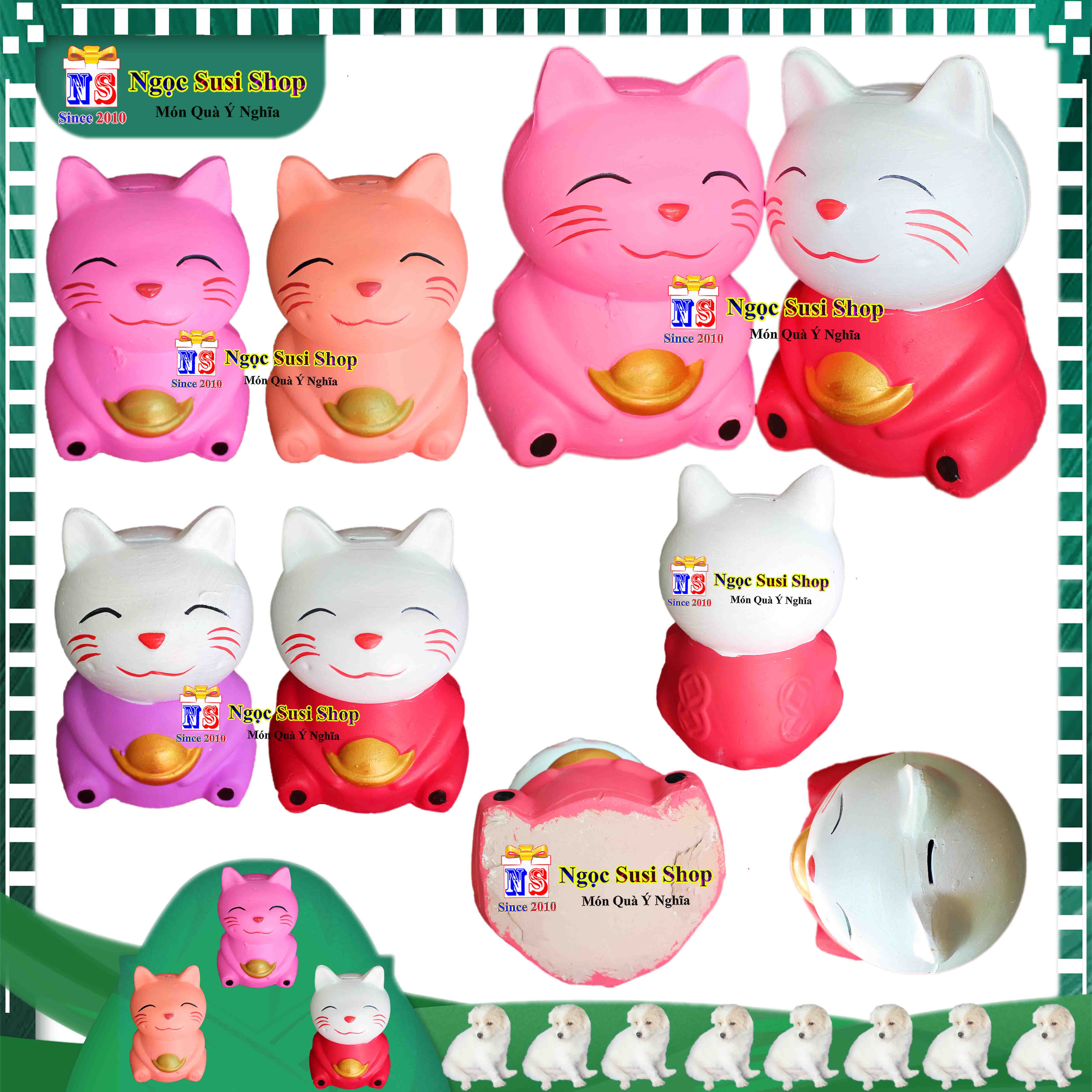 CON HEO ĐẤT HÌNH CON MÈO ÔM CỤC VÀNG DÙNG BỎ ỐNG TIẾT KIỆM - LỢN ĐẤT HÌNH CON MÈO TIẾT KIỆM ĐỘC LẠ GIAO NGẪU NHIÊN MÀU