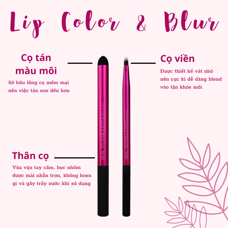 Set cọ viền và tán màu môi Real Techniques lip color &amp; blur