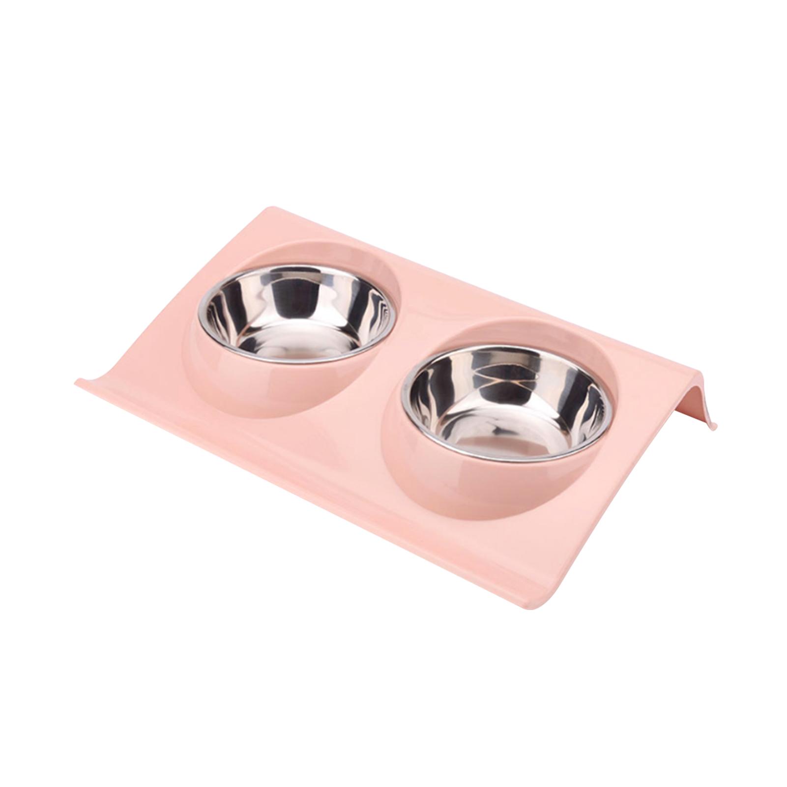 Bát Đôi bằng thép không gỉ cho thú cưng với thức ăn không tràn đáy và khay nạp nước