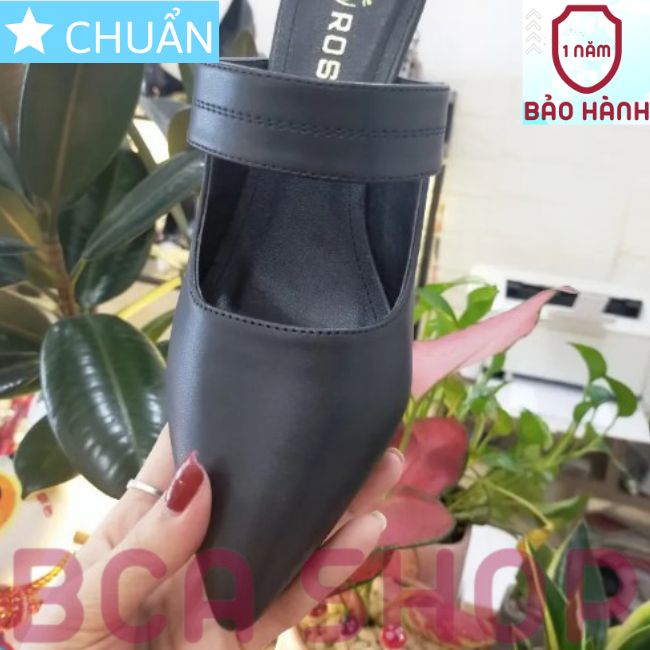 Giày cao gót nữ 8p RO466 ROSATA tại BCASHOP bít mũi, hở gót, gót trụ cùng màu thân - màu đen