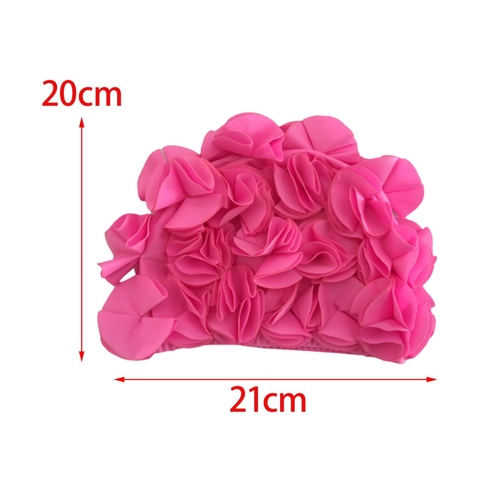 Swimming Hat Swim Hat Fashion Floral Petals Vacation Reusable Bathing Caps Swim Caps Swimming Cap for Girls Women Curls Long Short Hair