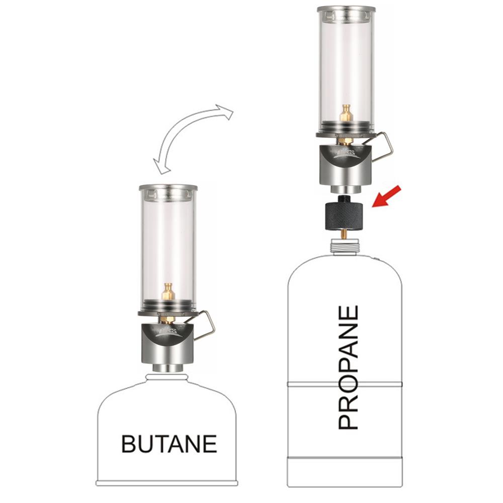 Đèn thắp sáng Butan Đèn lồng bằng khí đốt, có đầu chuyển đổi khí đốt cho cắm trại dã ngoại