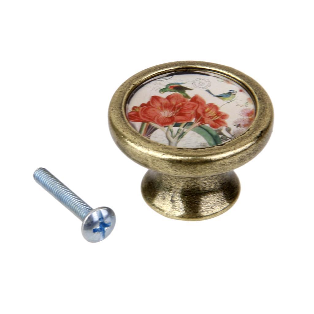 2pcs Vintage Brass Door Knob Cabinet Cupboard Drawer Dresser Pulls Handle Knob
