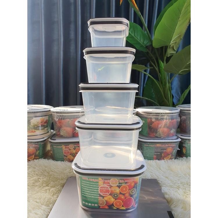 Combo 5 HỘP ĐỰNG THỰC PHẨM HÌNH VUÔNG NHIỀU KÍCH CỠ SIÊU TIỆN DỤNG - 2900ML - Trữ đông thức ăn - Sử dụng lò vi sóng
