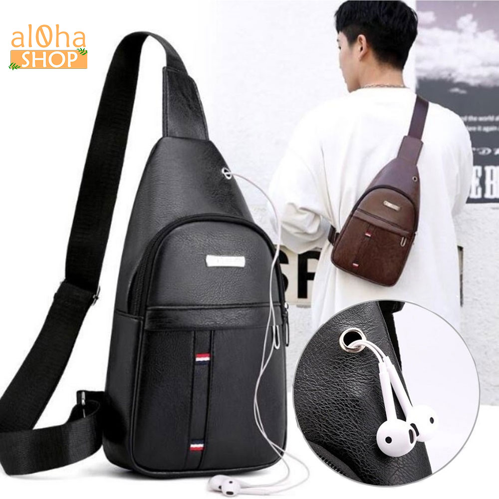 Túi đeo chéo chống nước da cao cấp unisex nam nữ- al0ha Shop