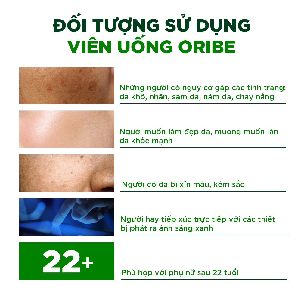 Combo 3 Viên Uống Đẹp Da Chống Nám Ngăn Ngừa Lão Hóa Oribe