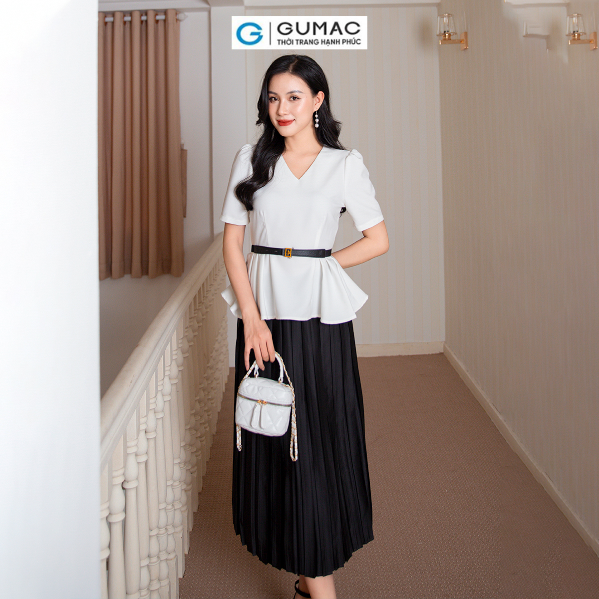 Áo peplum phối dây thời trang GUMAC AD10008